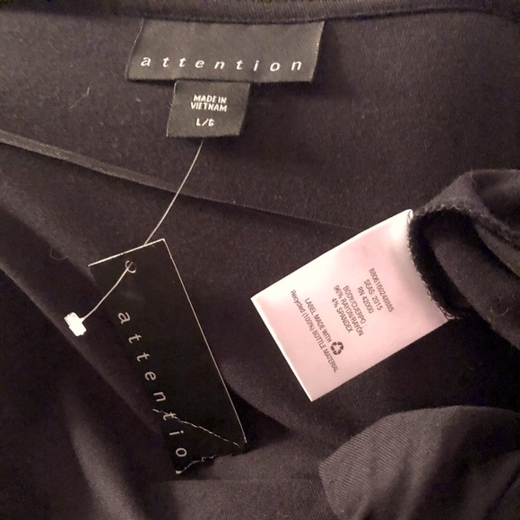 ATTENTION black 3/4 sleeves wrap dress with side zipper rouching size L NWT - Picture 7 of 10